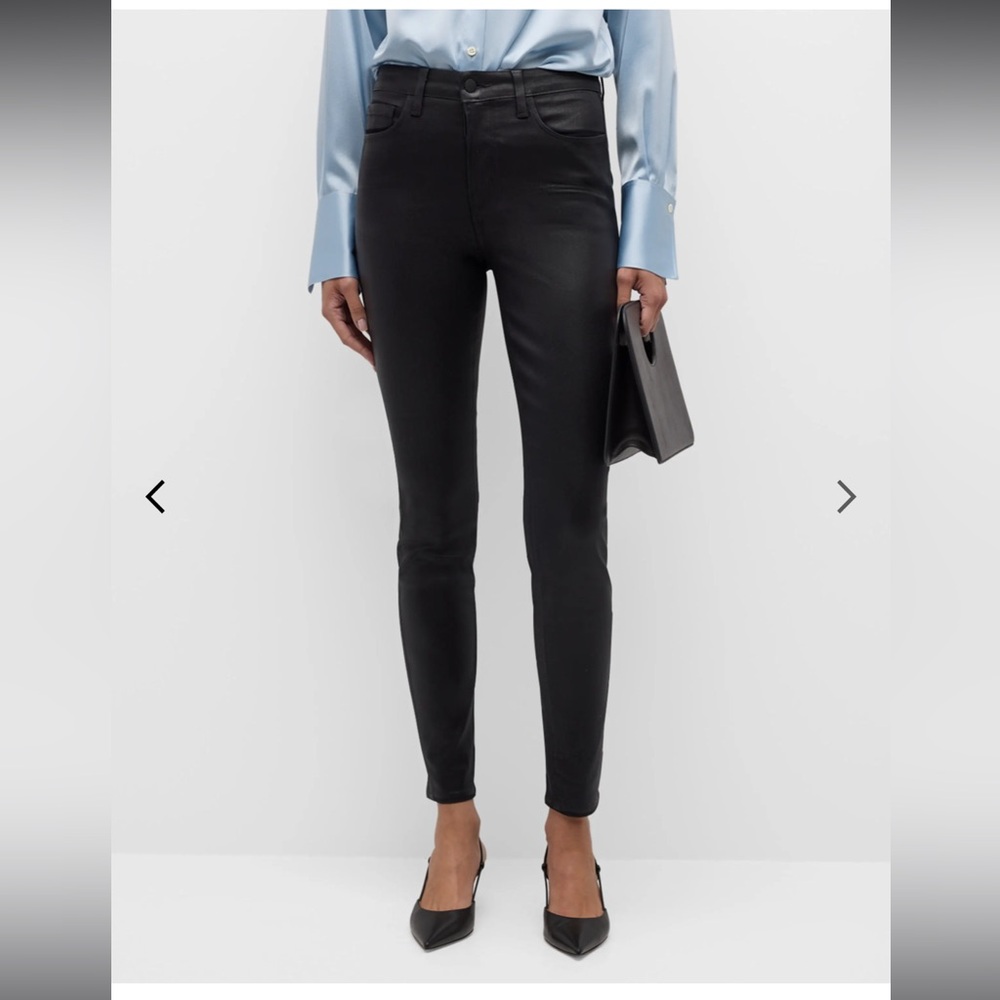 L'Agence Black Marguerite Coated Modal High Rise‎ Fitted Through Skinny Jean 30
